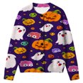 thumbnail image 1 of Halloween Girls Knitted Sweater Cardigan Spooky Print Stylish Fall Long Sleeve Button Down Casual Tops, 1 of 5