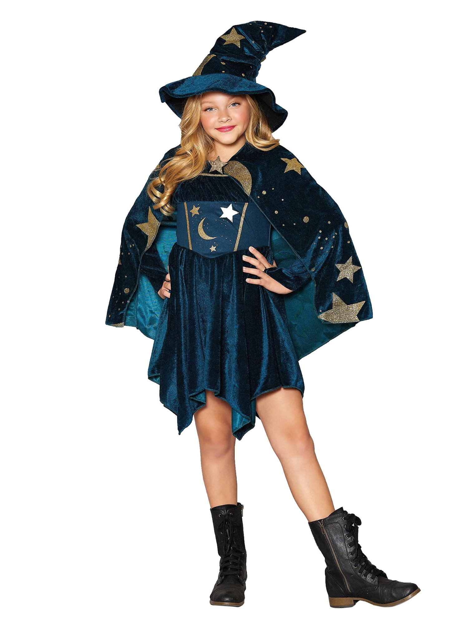 Halloween Girls Spellbound Wizard Costume, by Way to Celebrate, Size M ...