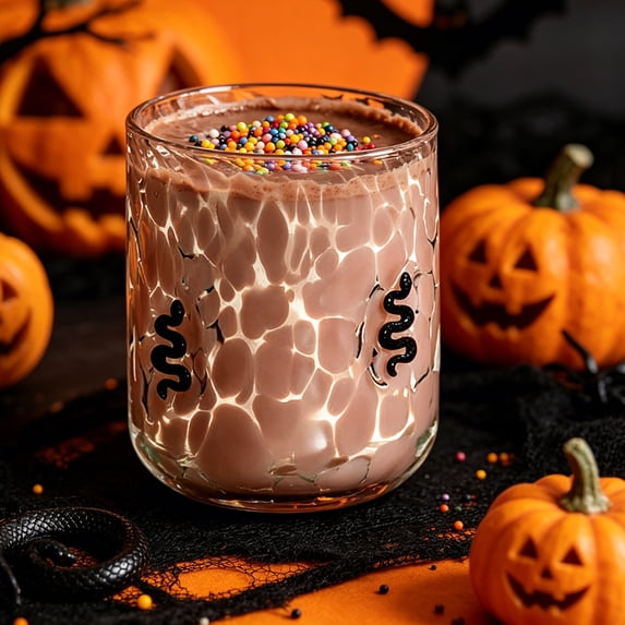 Halloween Glass Candle Holder Cup, Marbled Crystal-Look Tea Light Decor, Style A