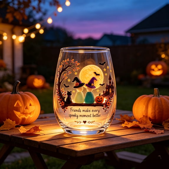 Halloween Glass Cup Witch Ghost Pumpkin Castle Art Decorative Drinking Tumbler for Party Home Decor Gift