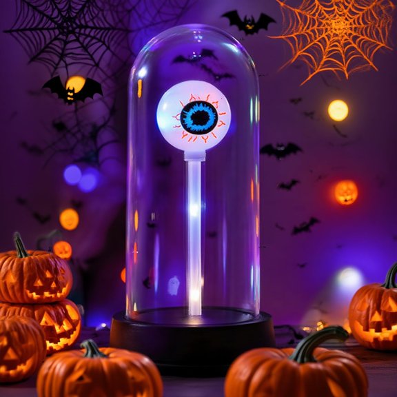 Halloween Glass Weird Eyeball Night Light with Colorful LED Lights, Indoor Tabletop Decor for Home, Kitchen, and Party