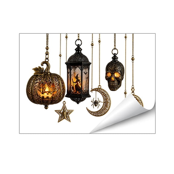 Halloween Glass Window Sticker Static Cling Decals, Removable Ghost Pumpkin Wall Decor for Home Office Storefront Festive Holiday Display (15.35"x20.28")