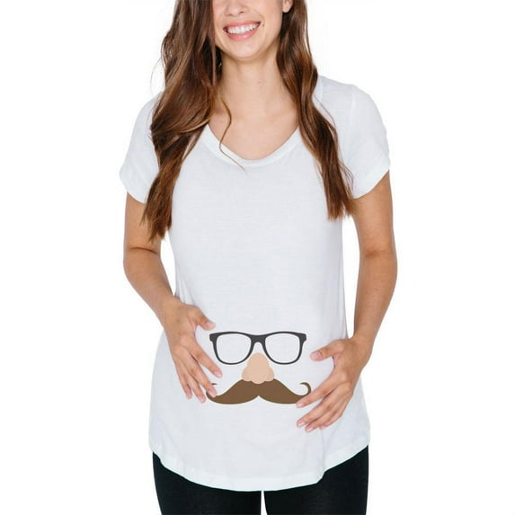Halloween Glasses & Mustache Disguise Costume Maternity Soft T Shirt White X-LG