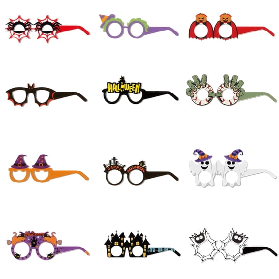 Halloween Glasses Party Favors - 12 Pack Halloween Icon Glasses, Fun Photo Booth Props Halloween Accessories for Kids Adults Birthday Party