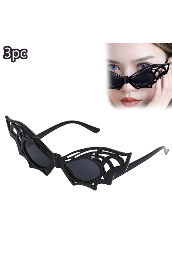 Halloween GlassesParty Retro Sunglasses Unisex Bat Shape Solid Color Eyeglasses Halloween Dance Eyewear Funny Shades Glasses -Black