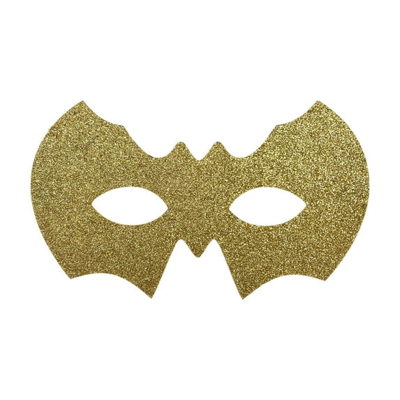 Halloween Glitter Bat-Wing Half-Mask, Sparkling Silhouette with Elastic Strap for Masquerade (1 PC Mask) Gold One Size