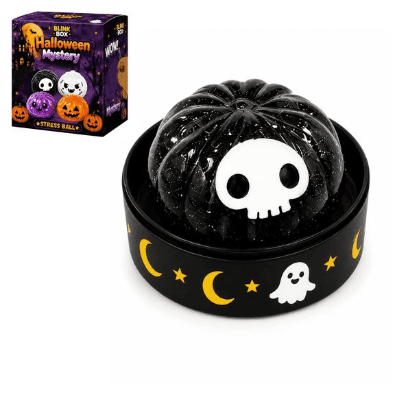 Halloween Glitter Dumpling Squishy Toys Blind Box, Spooky Skull Eyeball Vampire Face Stress Ball, Portable Pocket Vent Toy Halloween Goodie Bag Fillers A2-1PC