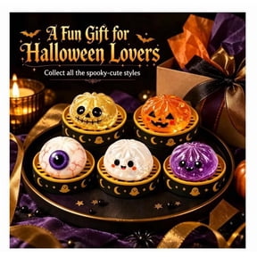 Halloween Glitter Dumpling Stress Relief Desktop Ornament, Cute Spooky Designs Desktop Seasonal Decor for Holiday Decor & Gift Giving