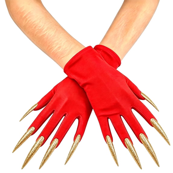 Halloween Glitter Long Claw Gloves, Gothic Monster Witch Gloves for Halloween Birthday Party & Role Play