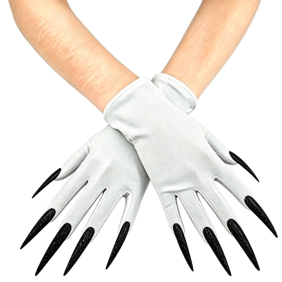 Halloween Glitter Long Claw Gloves, Gothic Monster Witch Gloves for Halloween Birthday Party & Role Play