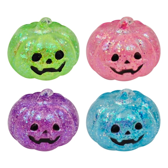 Halloween Glitter Pumpkin Squishy, Soft Slow Rising Squishy Fidget Toys, Spooky Holiday Stress Balls, Pumpkin Shape Squeeze Decor for Daily Hand Play and Tabletop Display