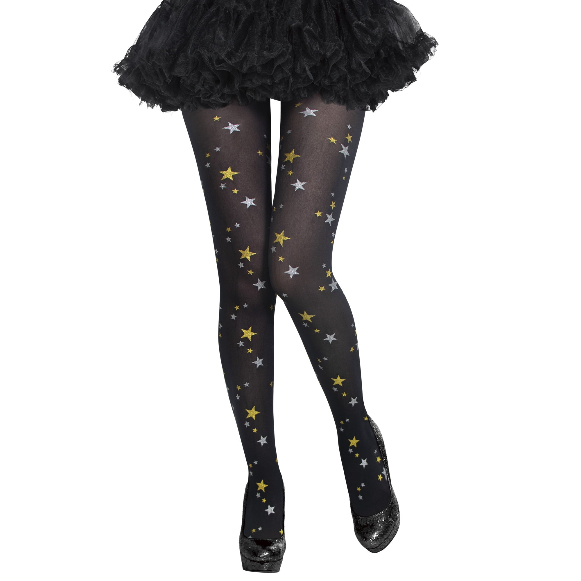 Halloween Glitter Star Black Tights for Female Adult Accessories