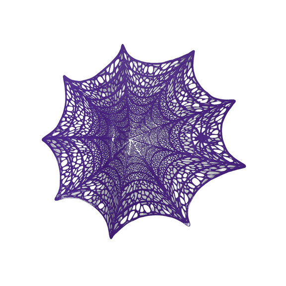 Halloween Glossy Purple Spider Web Vinyl CutOut Placemat Spiderweb Decor; 1 Piece 17"