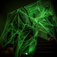 thumbnail image 1 of Halloween Glow in The Dark Spider Web Decorations 40g Fluorescent Cotton Stretch Cobweb with 4 Fake Glow Spiders Luminous Halloween Decor for Outdoor Indoor Home Party Spooky Scene Props, 1 of 6