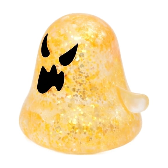 Halloween Glow in the Dark Squeeze Toy Luminous Ghost Figure for Party Favors Festive Classroom Rewards Novelty Gift, Yellow 3 Inch