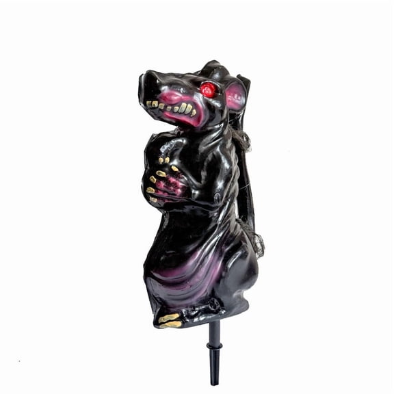 Halloween Glowing Black Cat and Mouse Courtyard Stake, Creepy Rat and Cat with LED Red Eyes Decoration for Haunted House Haunted House Horror Atmosphere Decoration Props