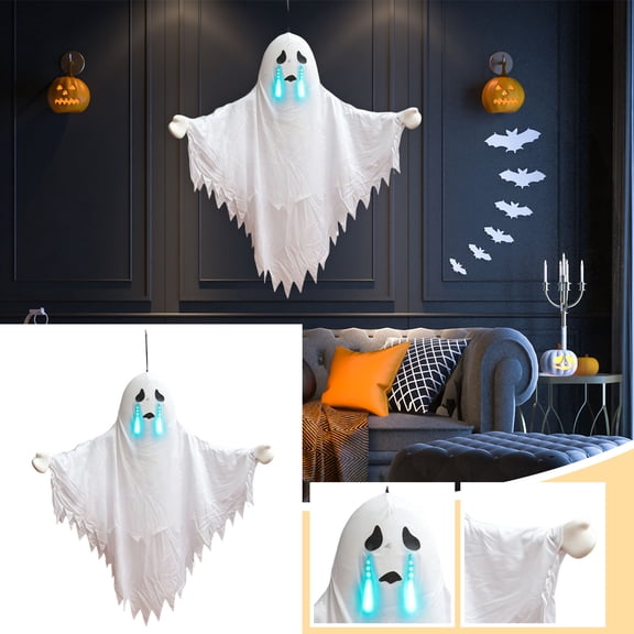 Halloween Glowing Ghost Hanging Prop Sound-Activated Talking Decoration