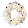 thumbnail image 1 of Halloween Glowing Ghost Wreath, Light-up Spooky Wreath with 12 Ghost Decor, RC, 6H Timer, Ideal for Halloween Party (C 12x3inch), 1 of 9