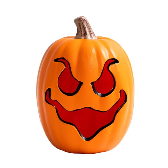 Halloween Glowing Pumpkin Decor, Large Hollow Light Up Jack-o-Lantern for Fall Home Porch Display, Indoor Outdoor Autumn Yard Decorations for Seasonal Party Events, 1Pack B