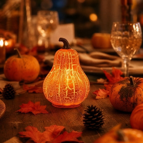 Halloween Glowing Pumpkin Lamp, Halloween Jack O Lantern Pumpkin Decoration with Light Up Design, Pumpkin Ornament for Festive Home Party Holiday Decor