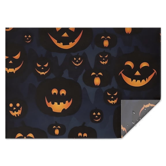 Halloween Glowing Pumpkins Pattern Rectangle Tablecloth 60"x84",Waterproof Polyester Rectangle Table Cloth, Wipeable Spillproof Polyester Tablecloth for Dining, Camping, Indoor and Outdoor