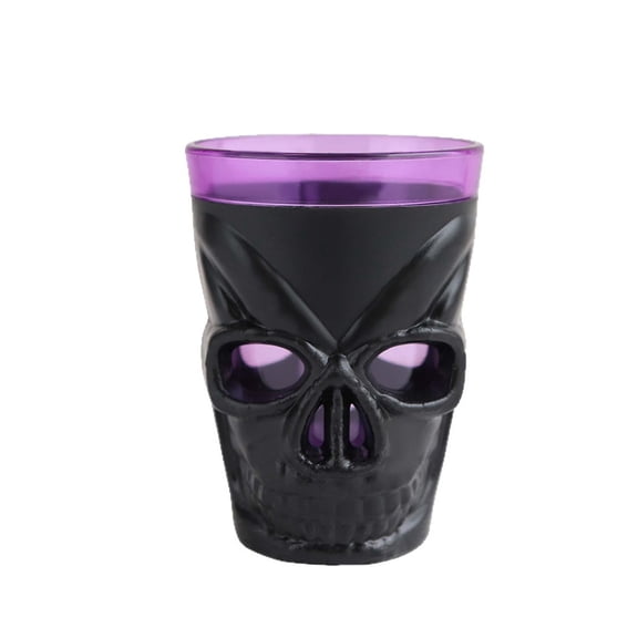 Halloween Glowing Skull Shot Glasses, Unbreakable Plastic Luminous Skull Drinking Cups, Spooky Skull Cup for Spirits Vodka, Bar Club Halloween Party Favor, Black