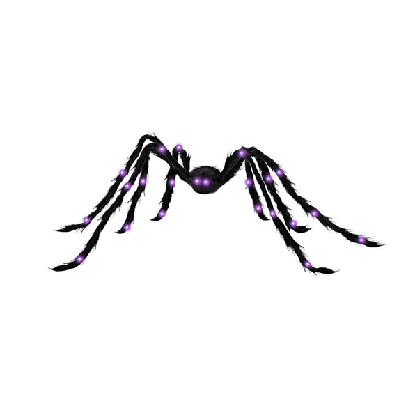 Halloween Glowing Spider Outdoor Party Spider Decoration Festival Decoration Tricky Props Plush Big Spider, Purple Light Up Spider Halloween Decorations,Halloween Prop Decorations