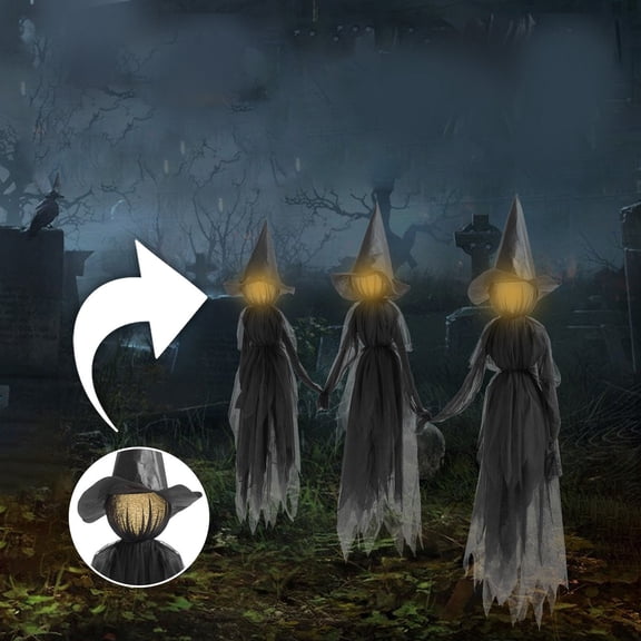 Halloween Glowing Witch Hand Decoration, Three People Holding Hands Light Prop, Spooky Party Ornament, Indoor Outdoor Holiday Scene Display Decor
