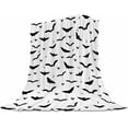 thumbnail image 1 of Halloween Bat Throw Blanket Soft Fluffy Fleece Blankets for Couch Bedroom Sofa Office Car Black and White Microfuber Plush Flannel Blankets for Girls Boys Adults 80X60 In, 1 of 6