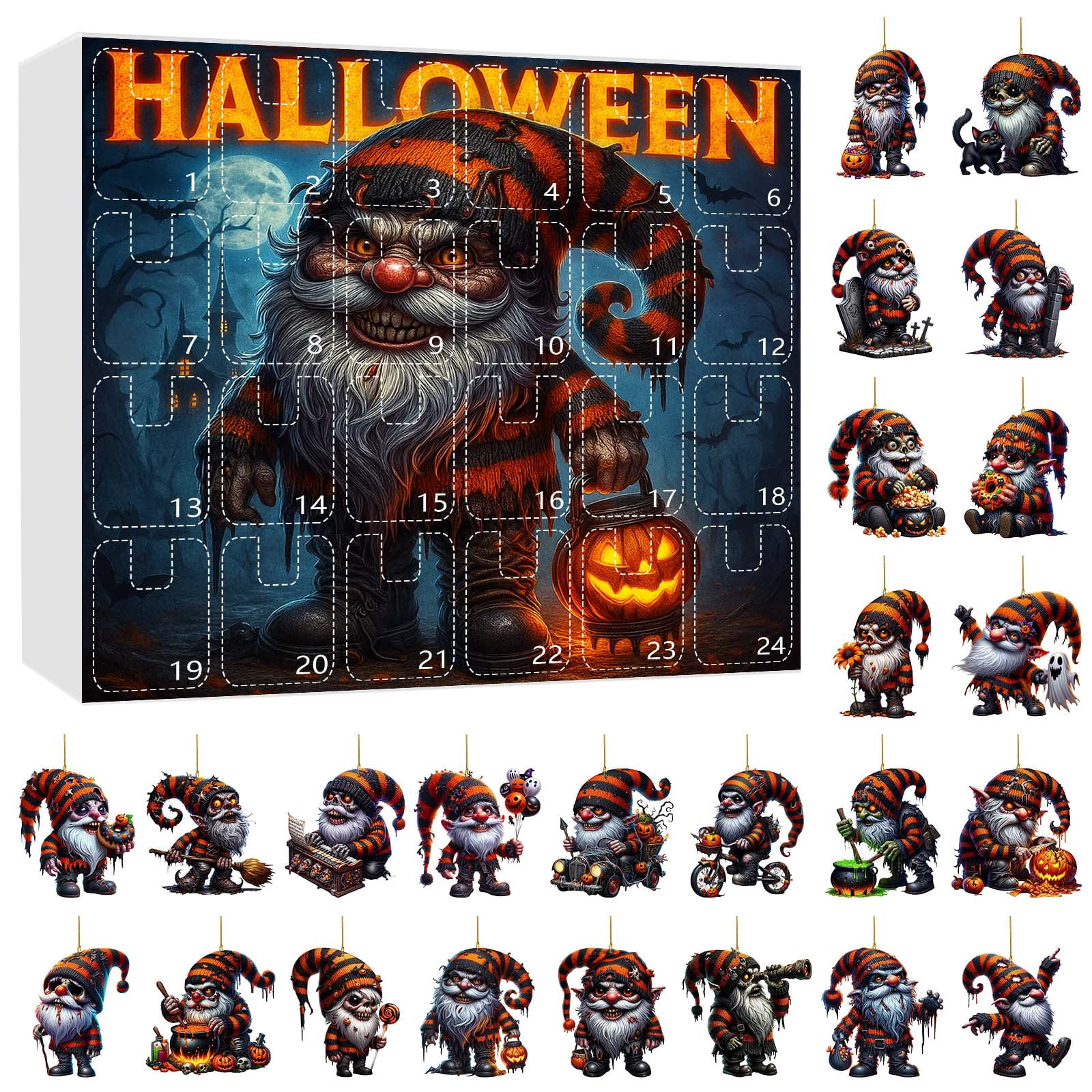 Halloween Gnome Countdown Advent Calendar 2025 with 24 Gnomes Music ...