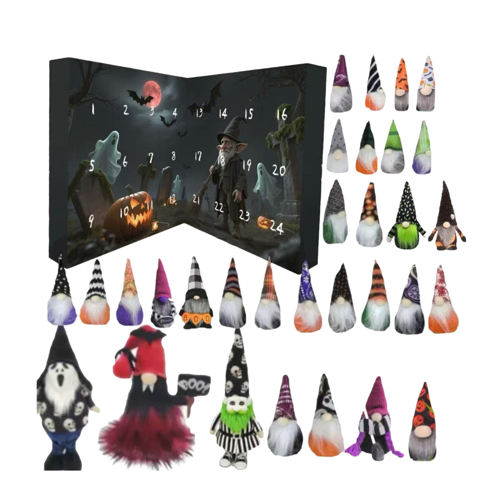Halloween Gnome Countdown Calendar 2025, New Halloween 24 Days ...