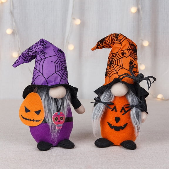 Halloween Gnome Decoration with Witch Hat, 13 Inch Fabric Doll Fairy Halloween Tabletop Ornament for Home Office Party Holiday Gift