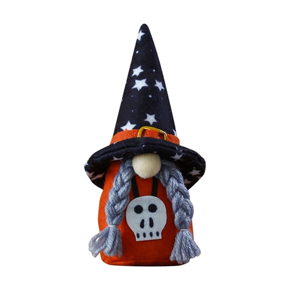 Halloween Gnome Decorations, Set of 4 Handcrafted Pumpkin Witch Doll Pendants, Festive Themed Ornaments for Halloween Home Decor and Holiday Celebrations