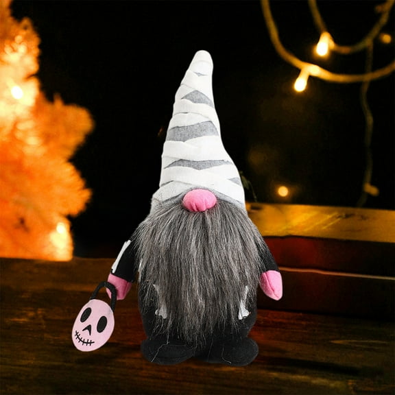 Halloween Gnome Decorations With Witch Hat Doll Plush Elf For Table Decor Party Home White 12.4 Inches