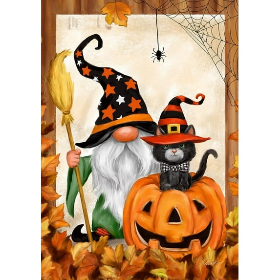 Halloween Gnome Fall Flag Fall Spooky Double Sided for Outdoor House Yard Decoration, 28x40 Inch