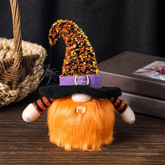 Halloween Gnome Light-Up Plush Doll - Cute Faceless Dwarf Tabletop Decoration with LED, Festive Fall Decor for Home, Window Display & Photography Prop