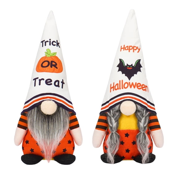 Halloween Gnome Pumpkin Bat Doll Decorations 2pcs Mr and Mrs Scandinavian Tomtes Table Ornament Tiered Tray