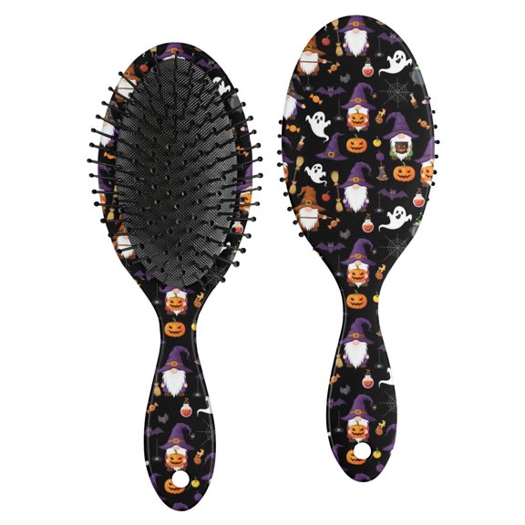 Halloween Gnome Pumpkin Pattern Brush, Detangling Hair Brush,Oval Paddle Hair Brush, Round Tip Bristles Gifts for Holiday Birthday Gifts