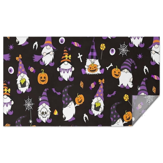 Halloween Gnome Witches with Spooky Elements Rectangle Tablecloth 60"x102",Waterproof Polyester Rectangle Table Cloth, Wipeable Spillproof Polyester Tablecloth for Dining, Camping, Indoor and Outdoor