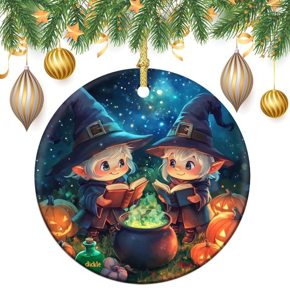 Halloween Gnomes Humor Spooky Christmas Ceramic Ornament Autumn Halloween Personalized Christmas Ornament Funny Commemorative Ornaments & Gift for Family Friend