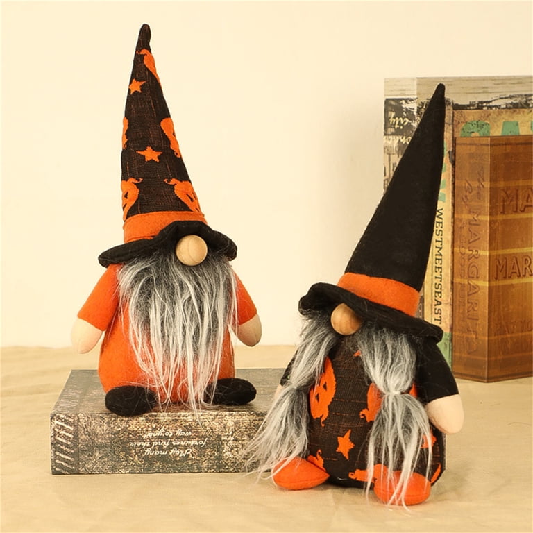 2-Pack Halloween Plush Gnomes - 16 Inch Witch Ghost Hat Gnome Decor For Indoor Home Party