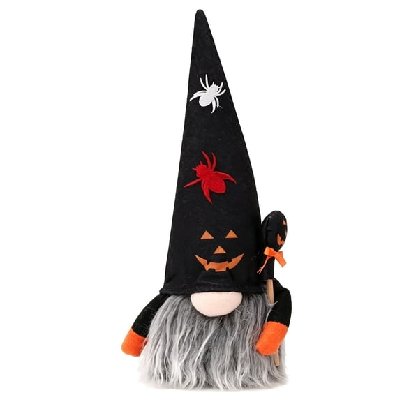 Halloween Gnomes Plush Decor, Handmade Light Up Witch Dwarf for Home Halloween Party Table Decorations Gift Black