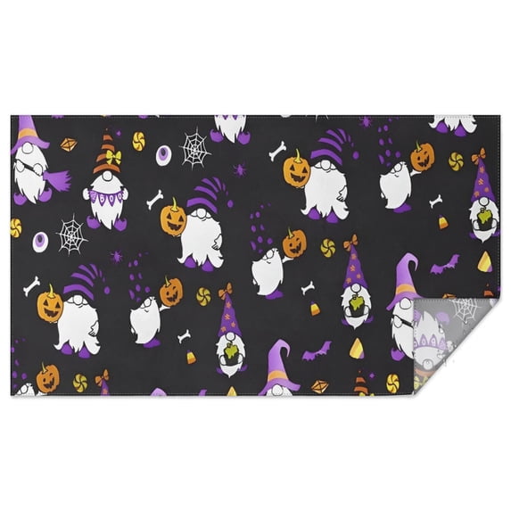 Halloween Gnomes and Pumpkins Rectangle Tablecloth 60"x102",Waterproof Polyester Rectangle Table Cloth, Wipeable Spillproof Polyester Tablecloth for Dining, Camping, Indoor and Outdoor