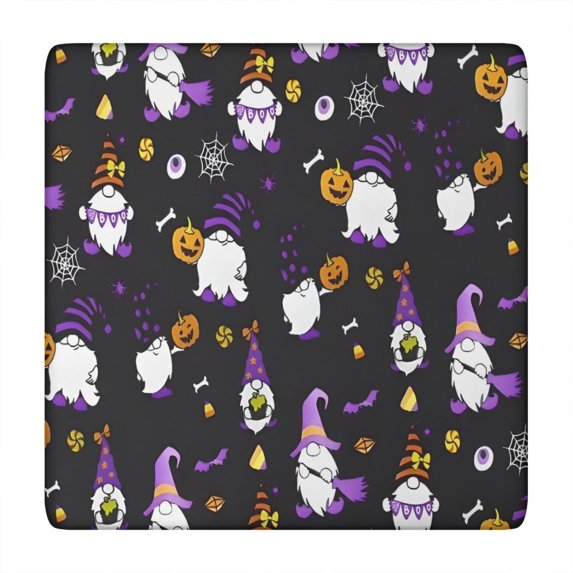 Halloween Gnomes and Pumpkins Square Fitted Tablecloth with Elastic Edge,Square Table Cover,Washable Elastic Table Cover for Home Kitchen Party Decor 34"x34"