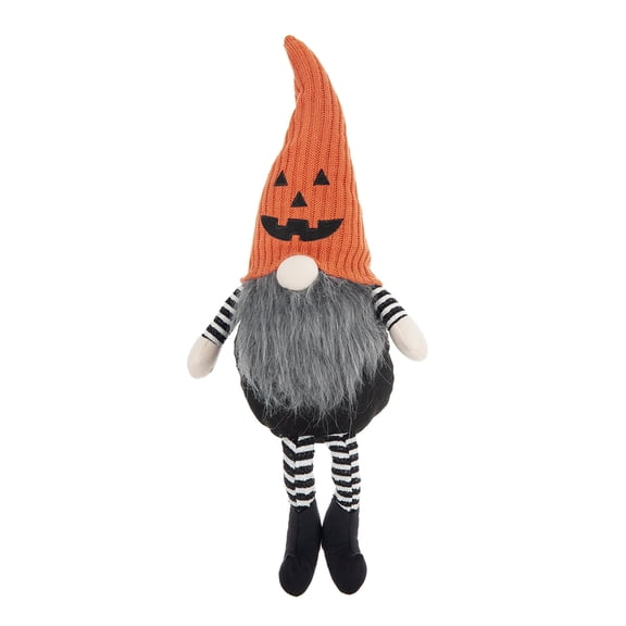 Halloween Gnomes Set of 2, 23.5" Sitting Fabric Gnomes with Pumpkin Hats