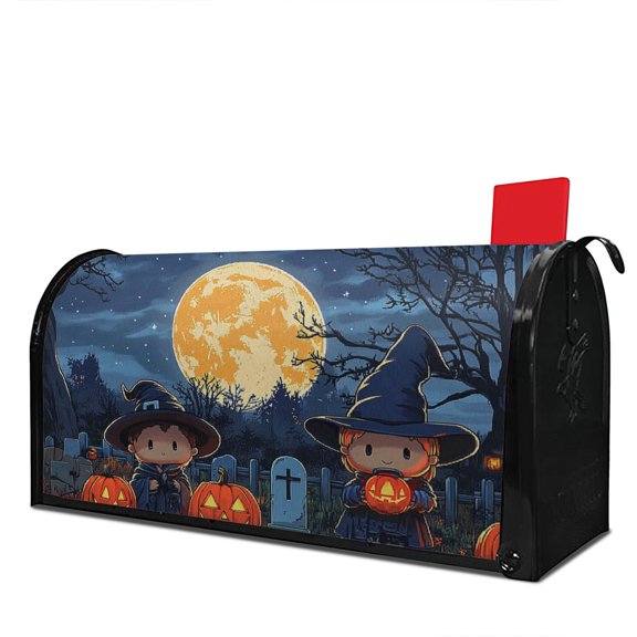 Halloween Gnomes Short Bat Orange Scary Mailbox Covers,Magnetic 18x21 Inch Mailboxwrap Waterproof Durable Halloween Post Letter Box Covers for Yard Farmhouse Decor