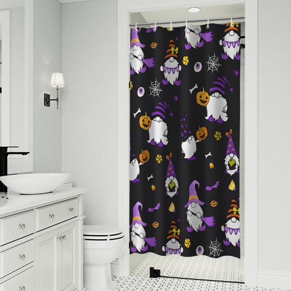 Halloween Gnomes and Pumpkins Shower Curtain 36"x72" ,Bathroom Decorative Shower Curtains Set with 12 Hooks,Modern Waterproof Washable Shower Curtain