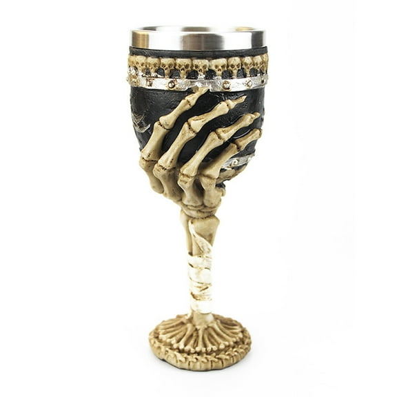 Halloween Goblet with Skull Shape, Resin Stainless Steel Wine Cup Halloween Skeleton Wine Glass Novelty Party Holiday Decoration Gifts