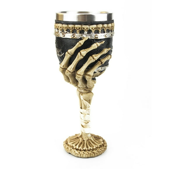 Halloween Goblet with Skull Shape, Resin Stainless Steel Wine Cup Halloween Skeleton Wine Glass Novelty Party Holiday Decoration Gifts