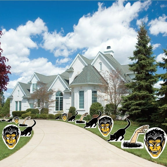 Halloween Goblins, Cats, and Zombie Yard Card Pathway Markers 12 piece set